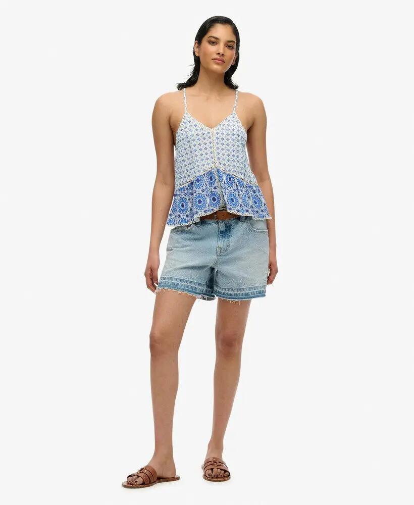 superdry Top Cami Ladder Trim com renda – Ibiza Tile Mix Blue 2/6
