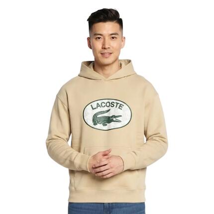 Herren-Hoodie Lacoste SH0067 Loose Fit Känguru-Tasche Beige