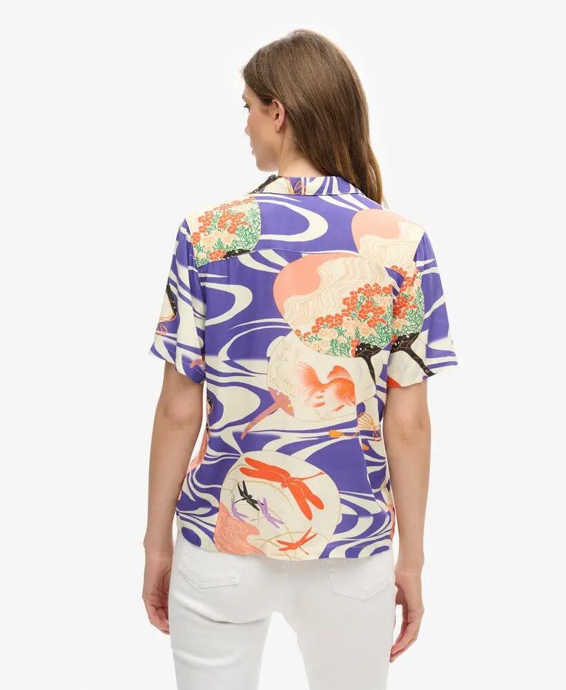 superdry Chemise Beach Resort imprimée en viscose – Ryusui Blue 4/6