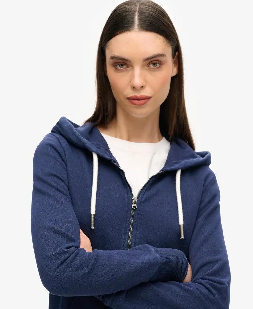 superdry Embellish Archive Ziphood sweat à capuche zippé en coton – RICH NAVY 3/7