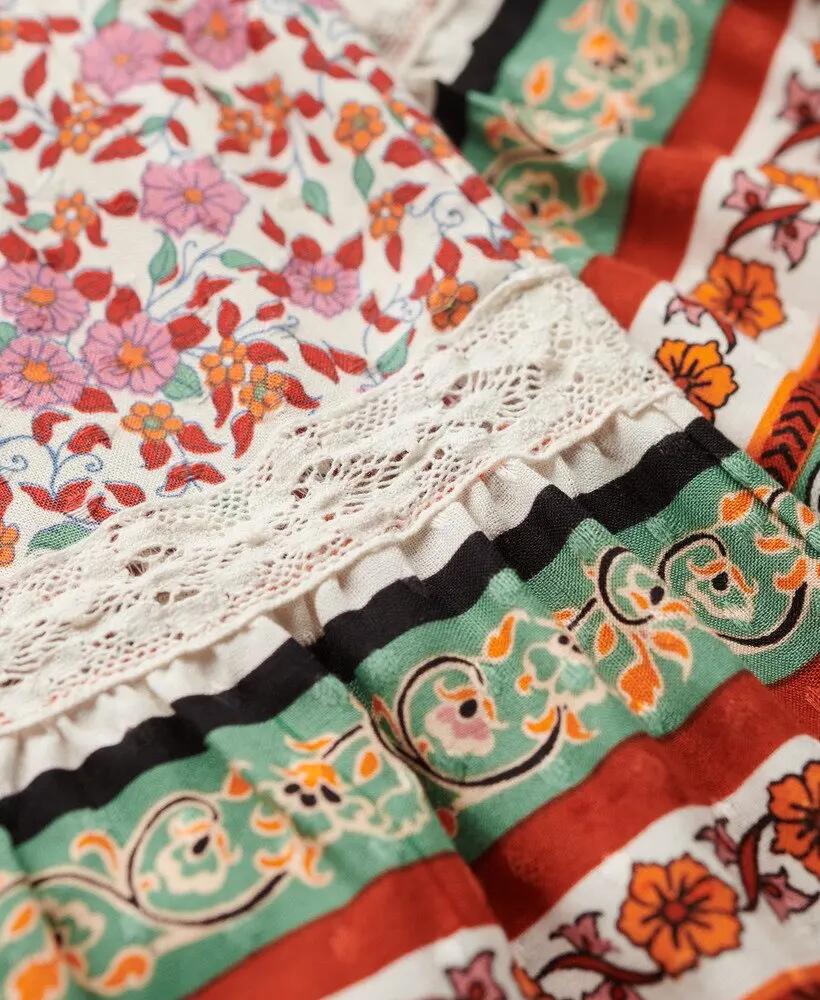 superdry Patchwork Minirok van 100% viscose Floral Sister Pink 6/6