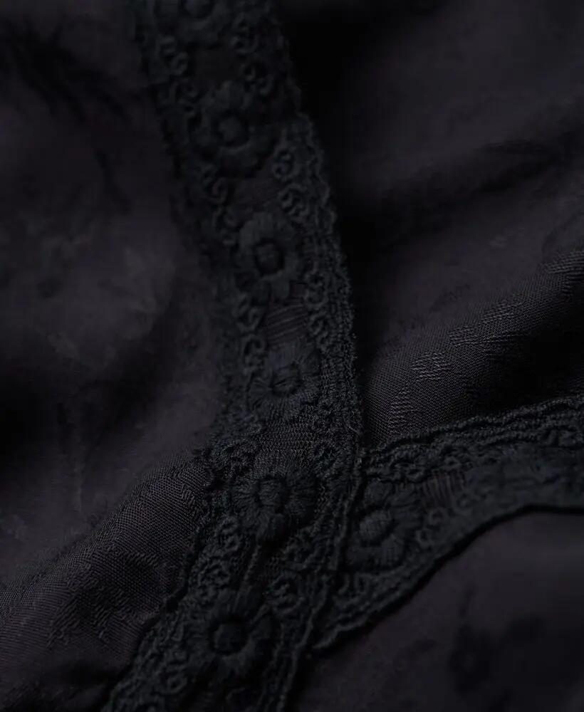superdry Vestido midi em jacquard com renda – Urban Black 5/6