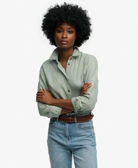 superdry Premium Linen Boyfriend Shirt 100% Leinen – Relaxed Fit