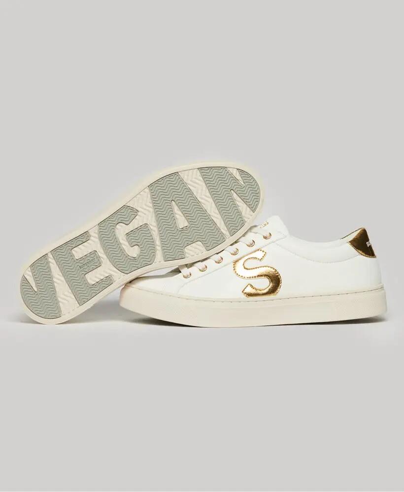 superdry Vegan Court Tennis Sneakers Dames - Optic/Gold 1/7