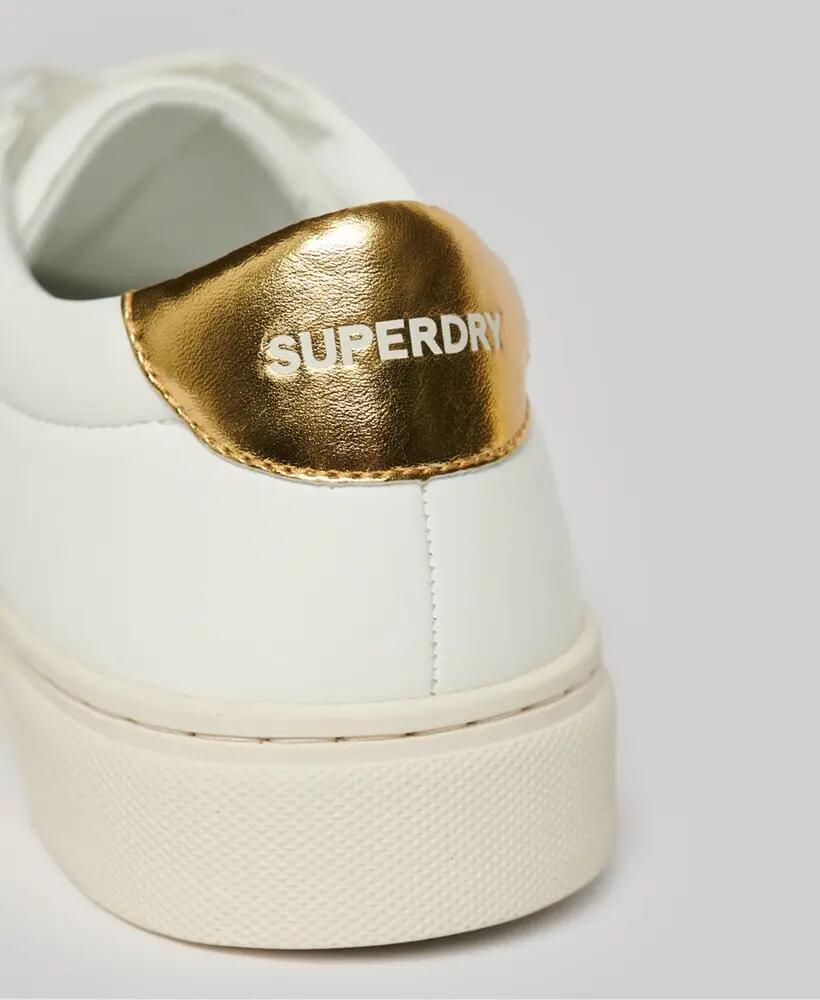 superdry Vegan Court Tennis Sneakers Dames - Optic/Gold 6/7