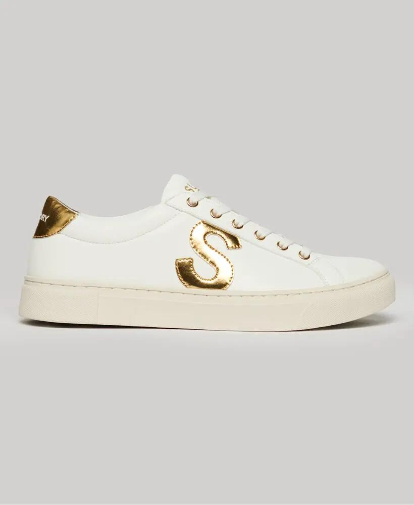 superdry Vegan Court Tennis Sneakers Dames - Optic/Gold 4/7