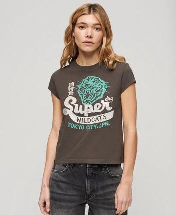 superdry T-shirt manches courtes à épaulettes avec motif embelli