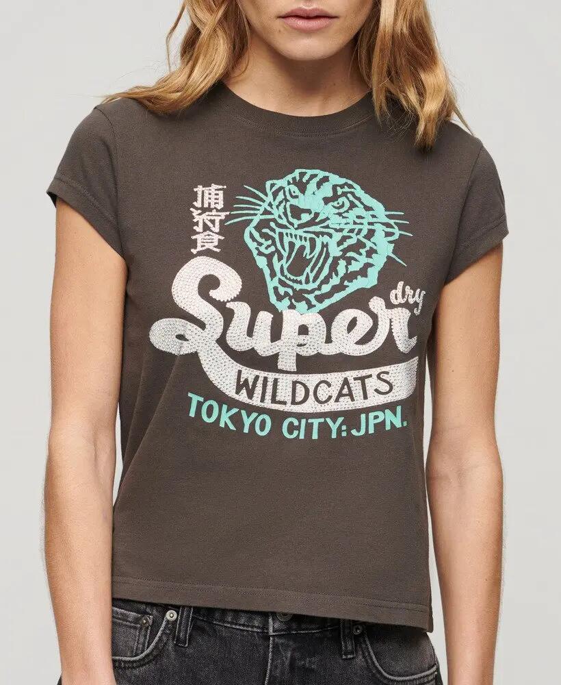 superdry T-shirt manches courtes à épaulettes avec motif embelli 7/7