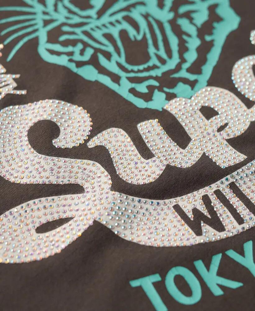superdry T-shirt manches courtes à épaulettes avec motif embelli 3/7