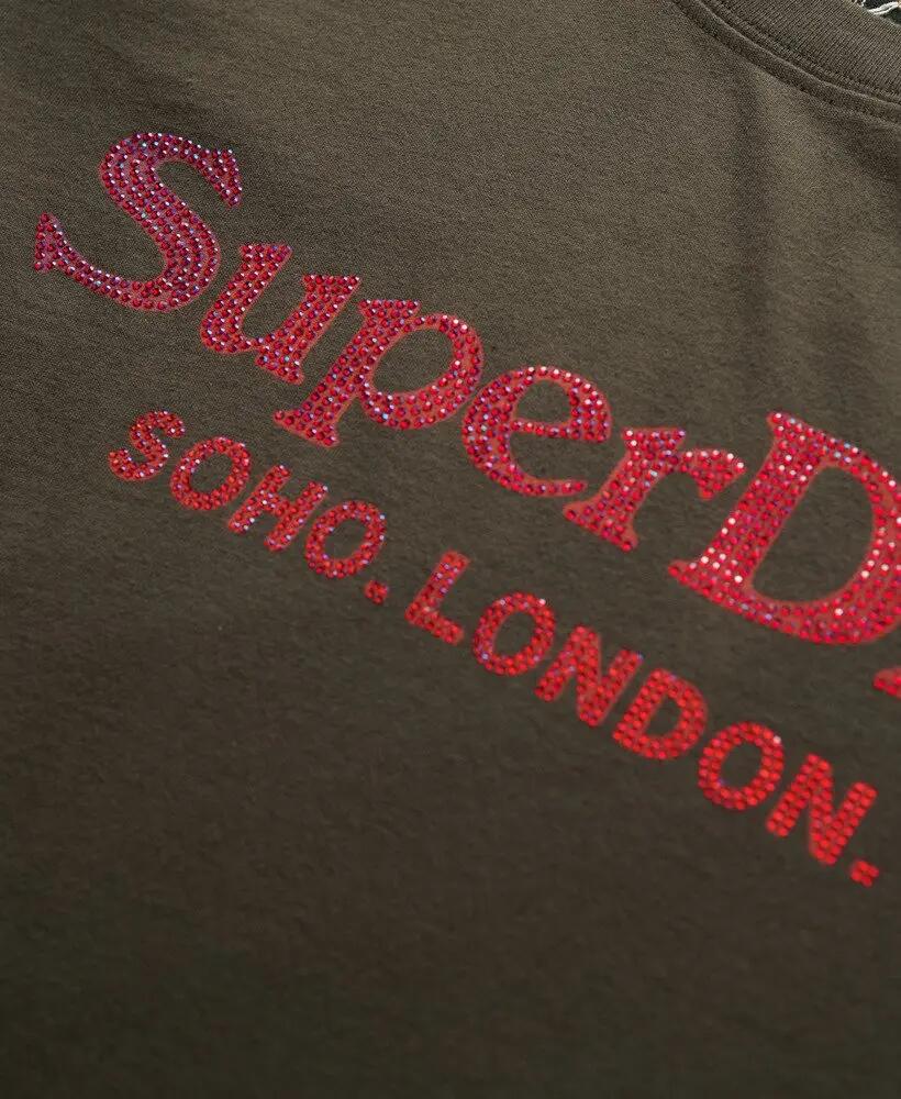 superdry Venue Metallic Relaxed T‑Shirt 100% Bawełna Organiczna – Vintage Black 5/6
