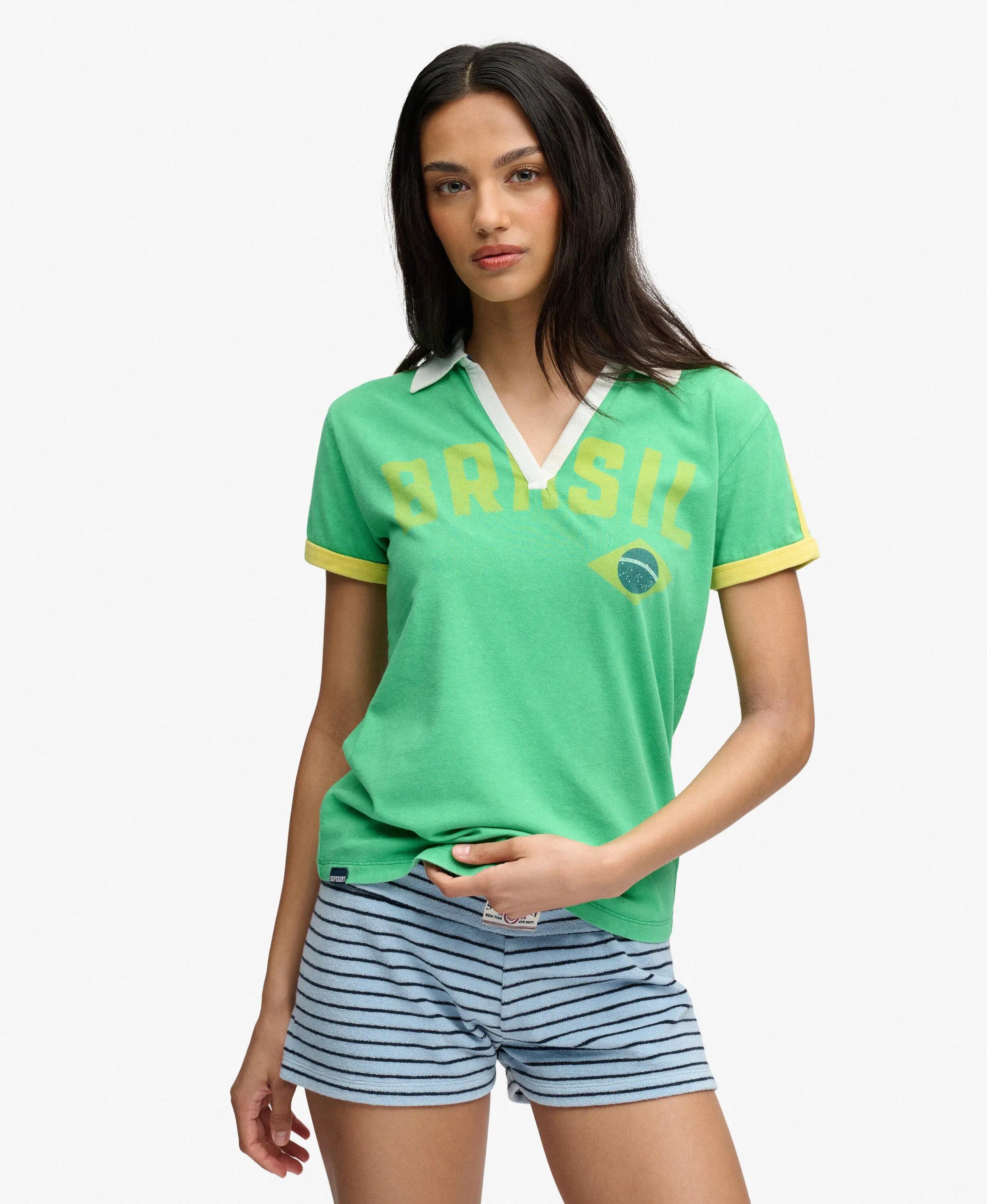 superdry Football‑Polo‑T‑Shirt – Slim Fit, 100% Baumwolle – Brazil Green 2/7