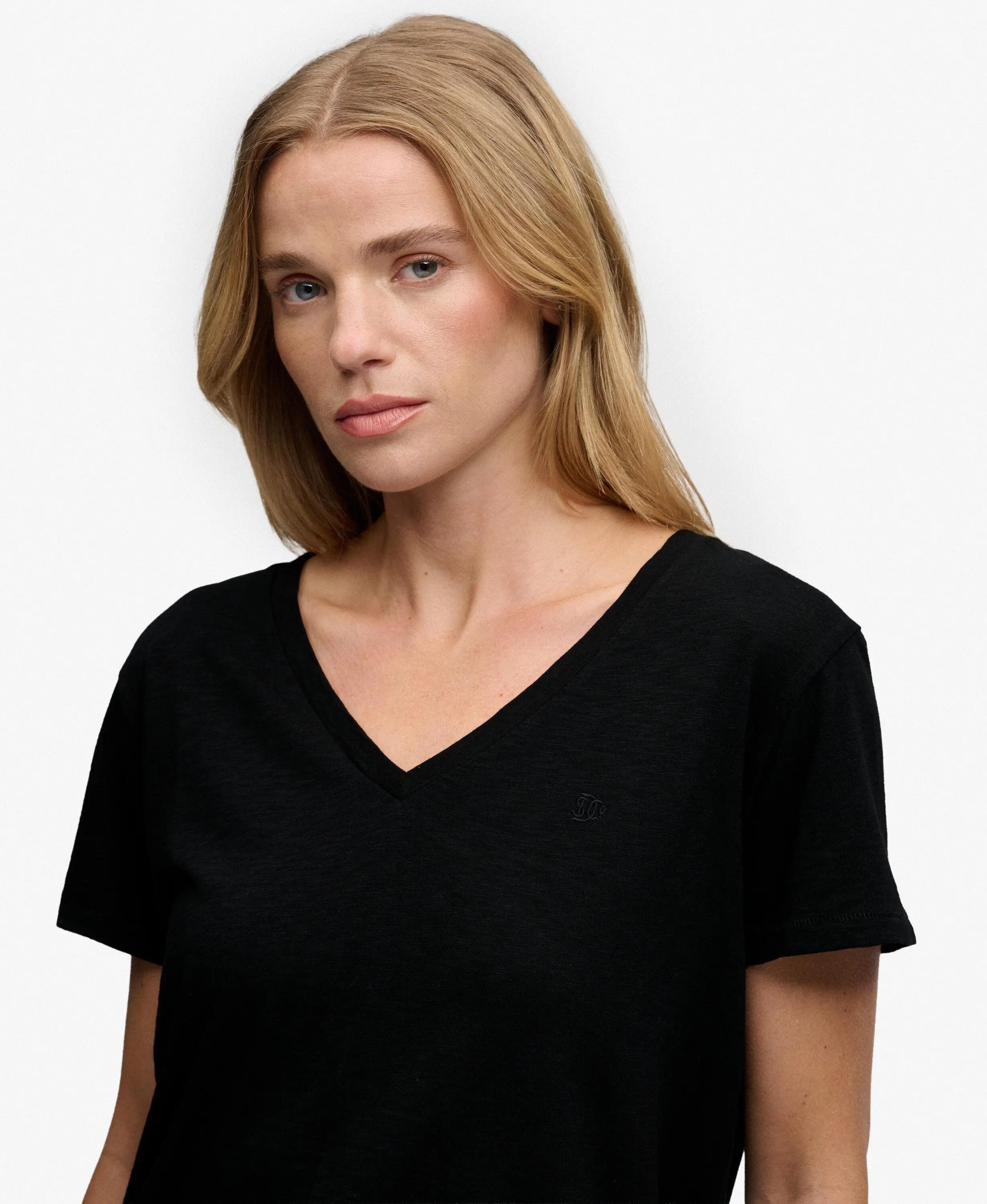 superdry T‑shirt Studios Slub Ricamato in Cotone‑Lyocell – Black 4/5