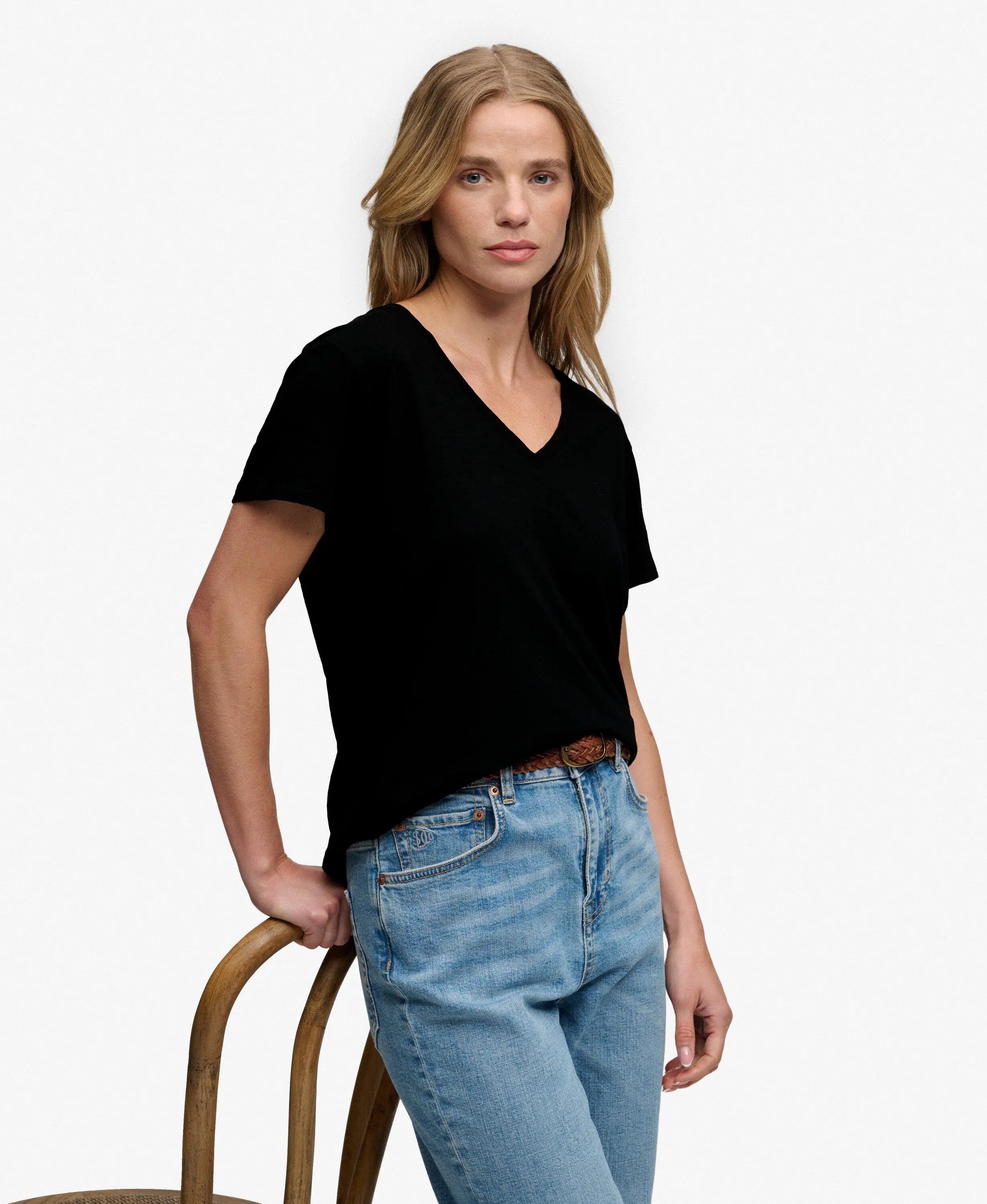 superdry T‑shirt Studios Slub Ricamato in Cotone‑Lyocell – Black 2/5