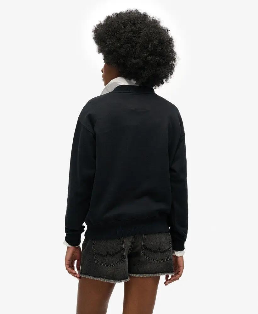 superdry Felpa donna Sport Luxe Loose Crew in cotone riciclato – Vulcan Black 4/4