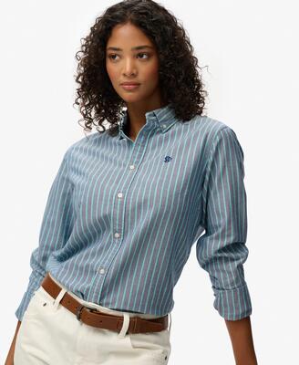 Superdry slim oxford overhemd lange mouw van biologisch katoen – optic white