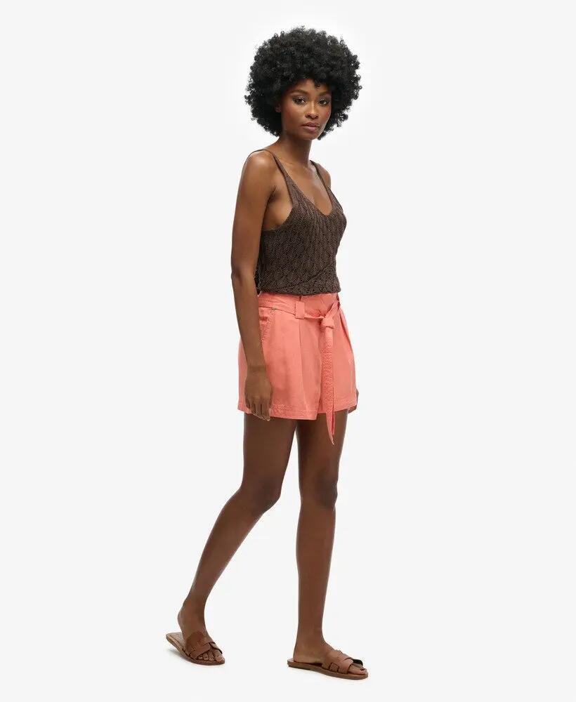 superdry Desert Paperbag Shorts en Tencel™ Pomegranate 4/5