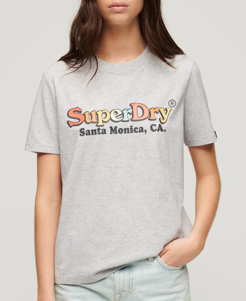 superdry T-shirt Rainbow Logo Relaxed Fit - Glacier Grey Marl 7/7