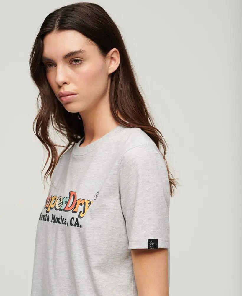 superdry T-shirt Rainbow Logo Relaxed Fit - Glacier Grey Marl 2/7