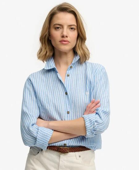 superdry Premium Linen Boyfriend Shirt 100% Leinen – Relaxed Fit
