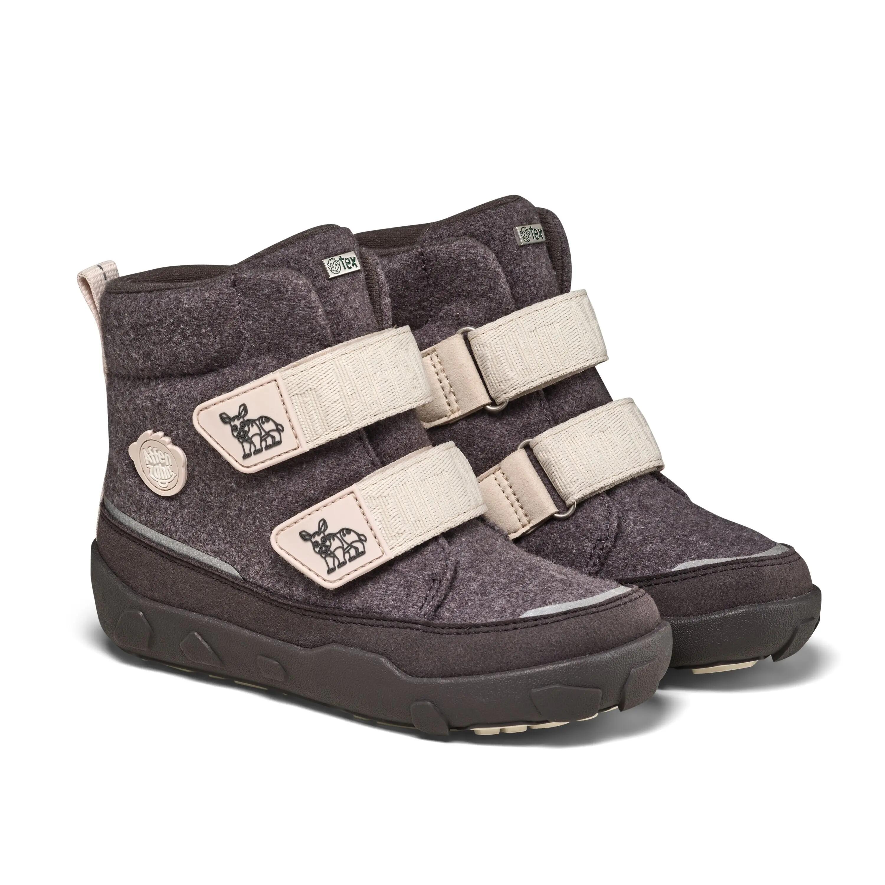 bottes barefoot hiver - enfants - chaudes et imperméables - comfy rhino - gris 1/9
