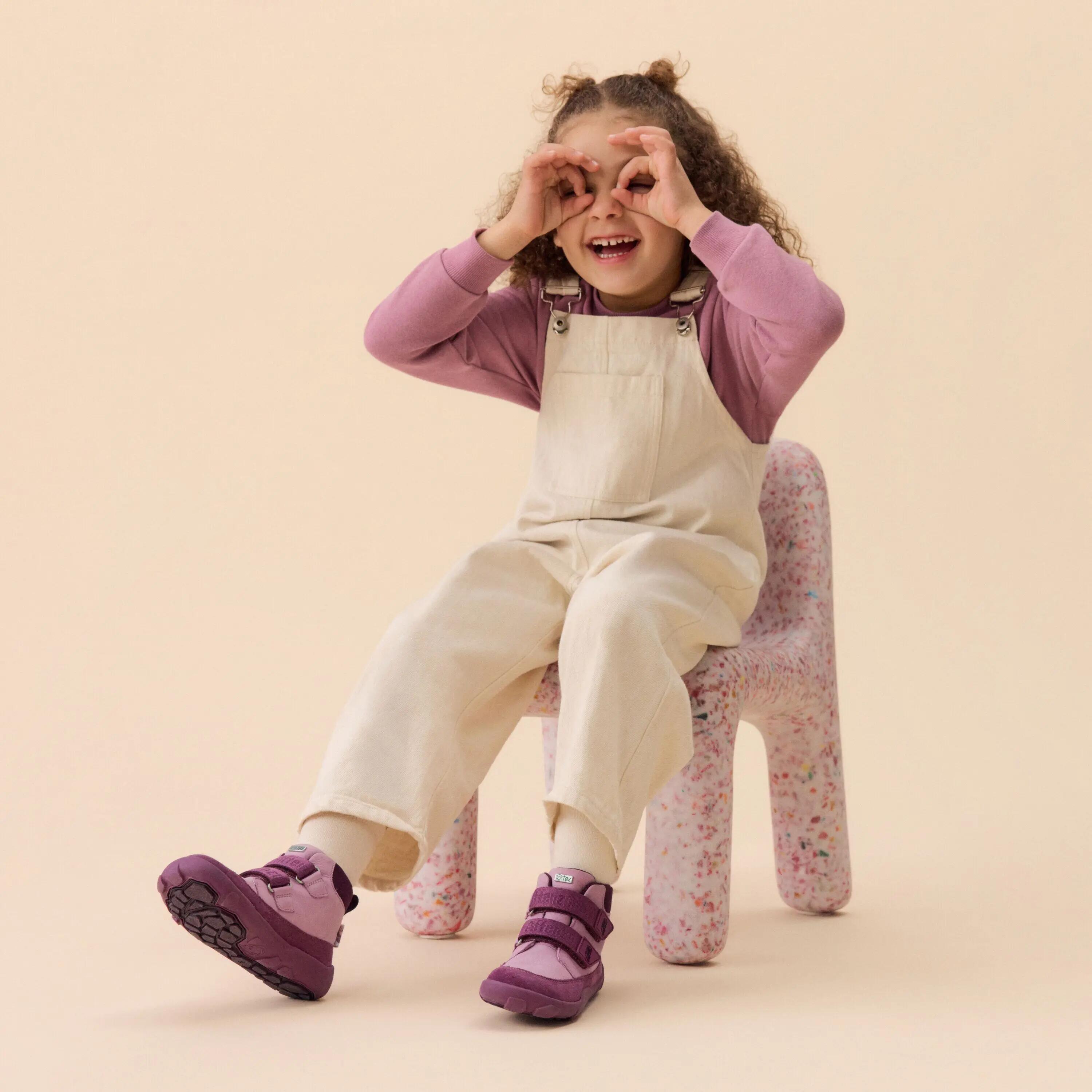 Botas barefoot impermeáveis - crianças - Friendy Otter - roxo 11/13