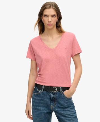 T-shirt col V brodé et flammé femme Superdry