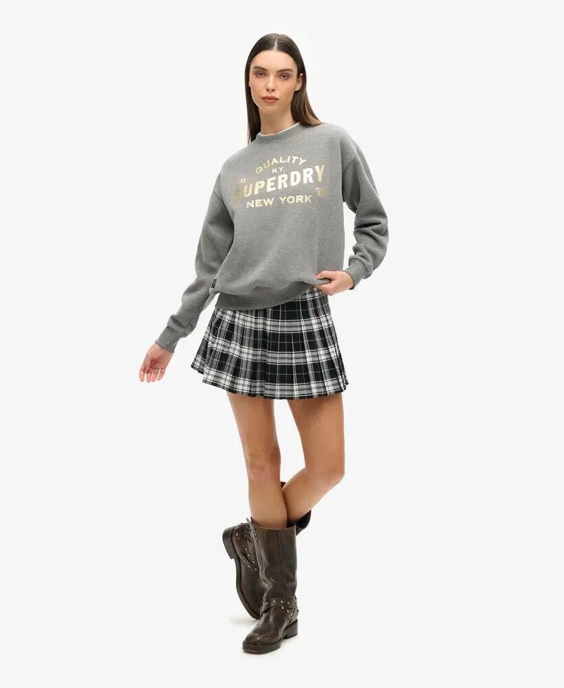 superdry Bluza Luxe Metallic Logo w kolorze Rich Charcoal Marl 2/6