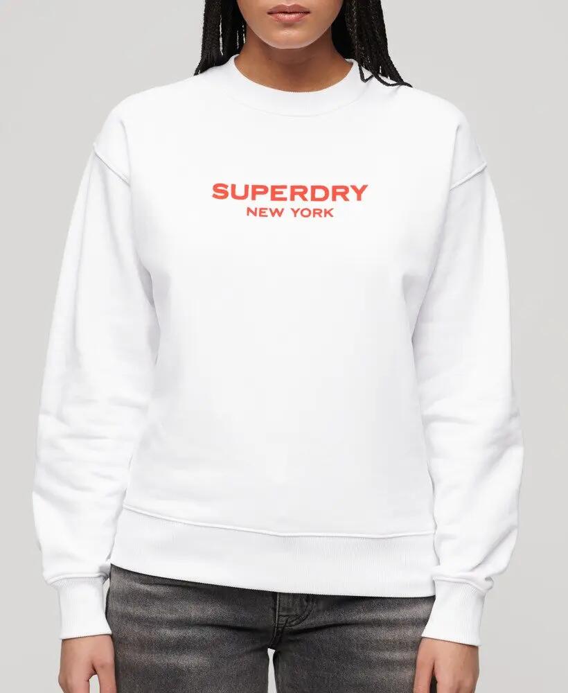 superdry Sport Luxe Loose Crew Sweat 100% algodón – Brilliant White 7/7