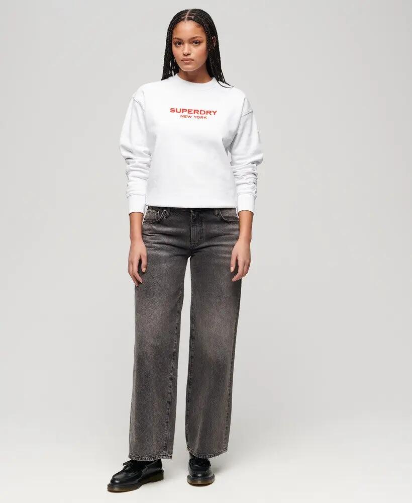 superdry Sport Luxe Loose Crew Sweat 100% algodón – Brilliant White 5/7