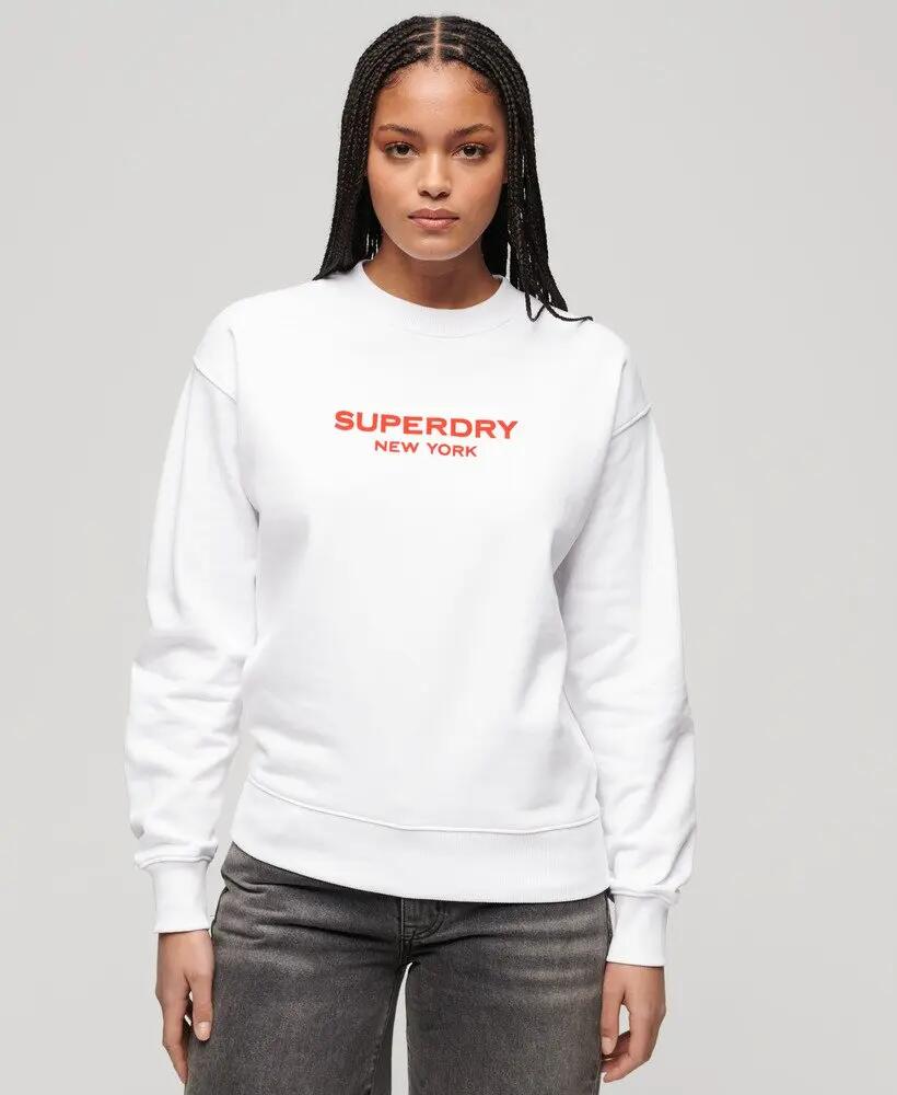 superdry Sport Luxe Loose Crew Sweat 100% algodón – Brilliant White 2/7