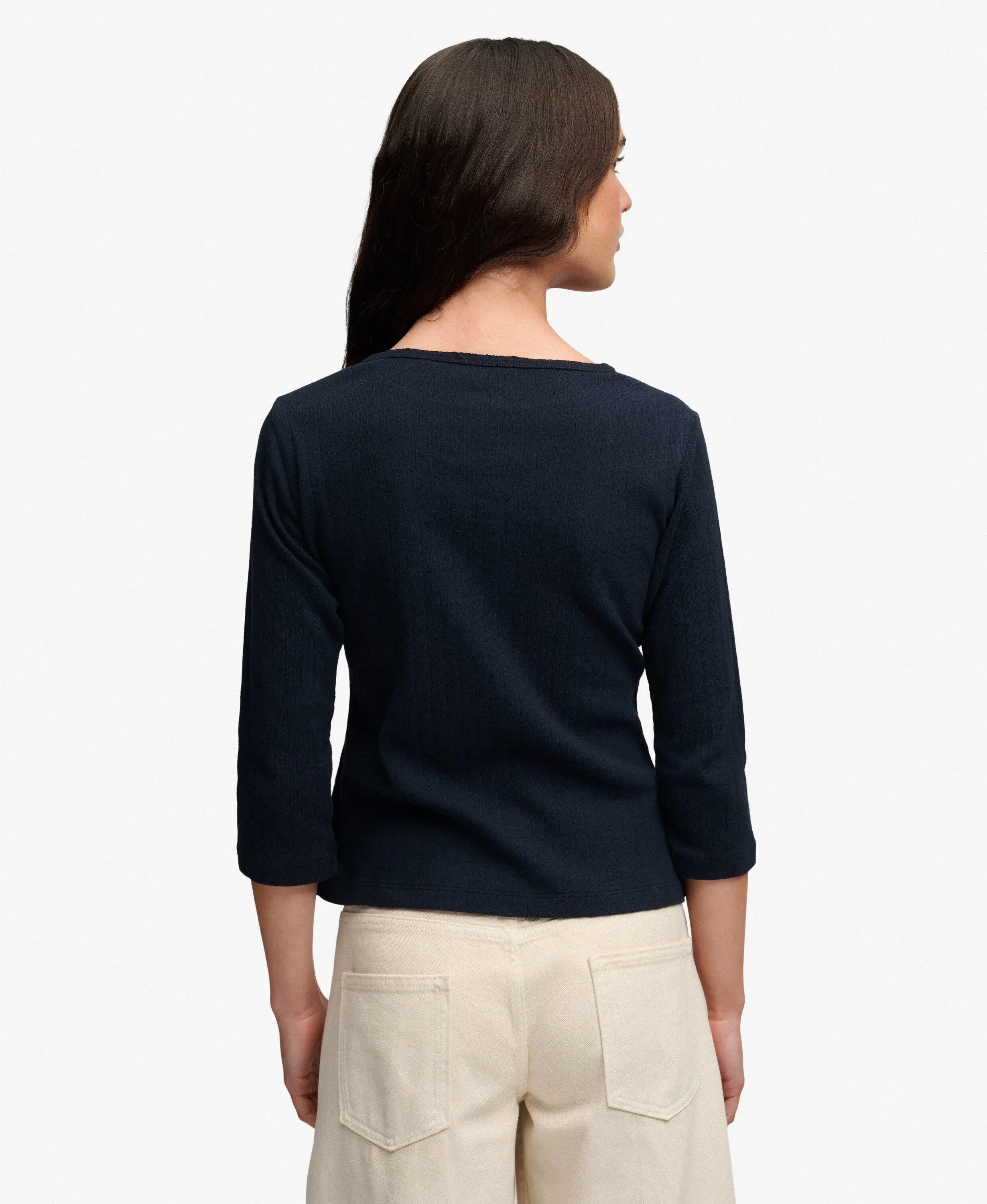 superdry Top Athletic Essentials Pointelle manica 3/4 in cotone biologico – 4/6