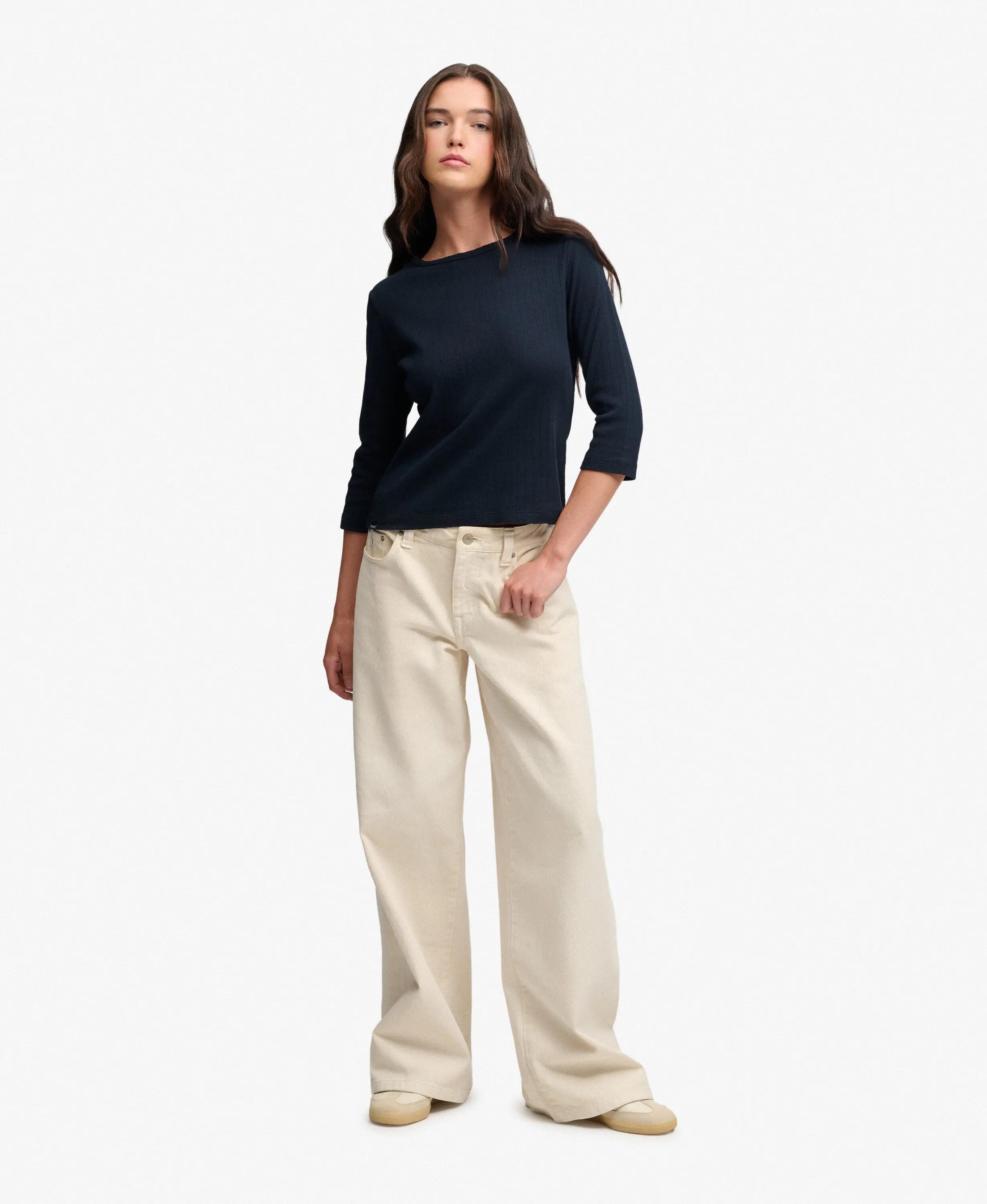 superdry Top Athletic Essentials Pointelle manica 3/4 in cotone biologico – 2/6