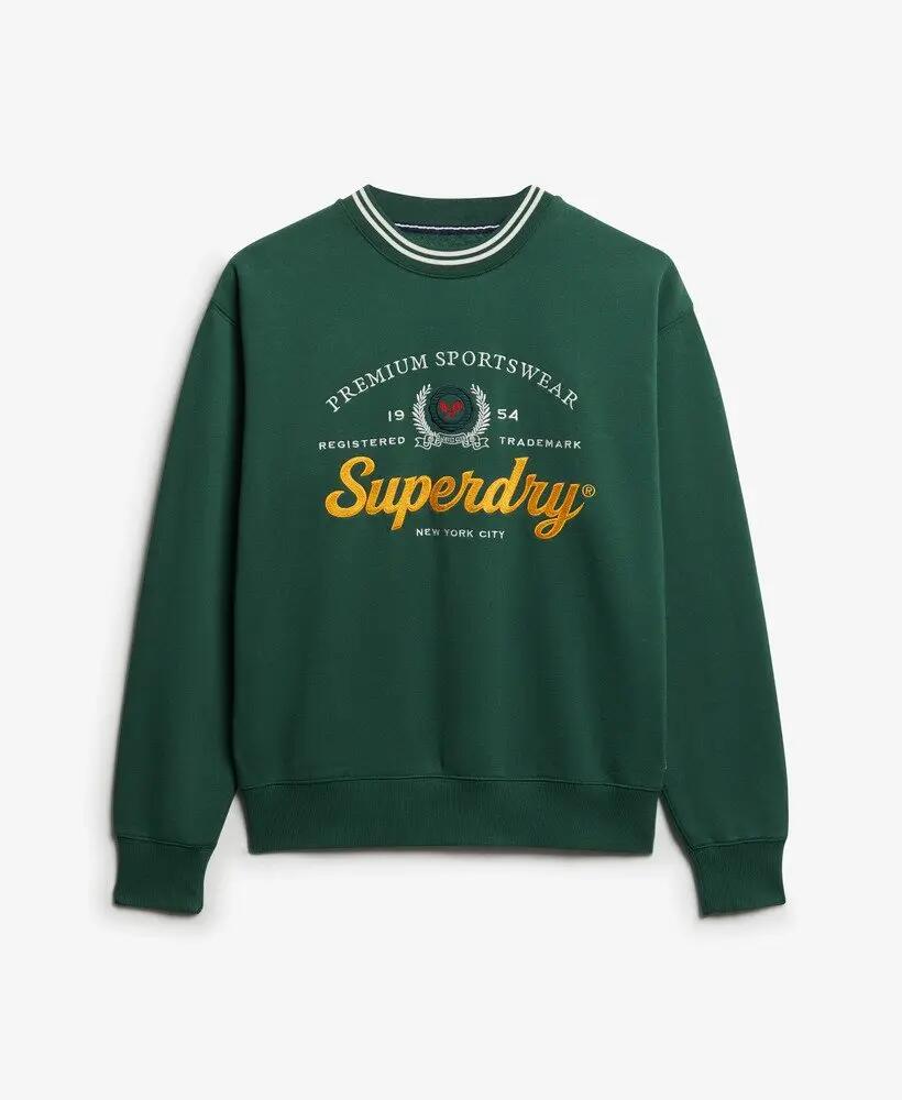 superdry Country Club Loose Crew sweat mulher Deep Green 6/6