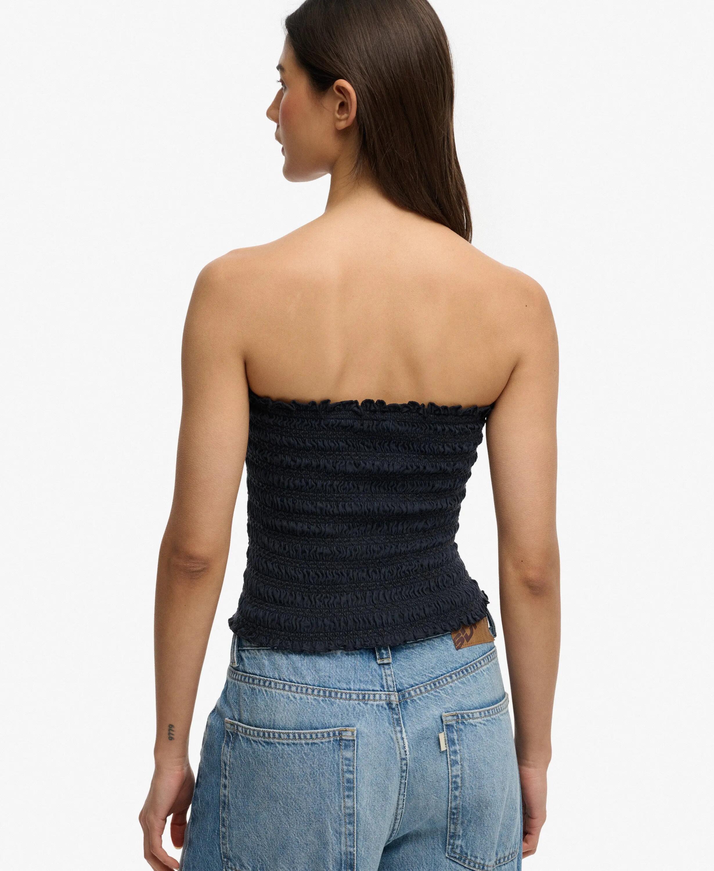 superdry Smocked Jersey Bandeau em algodão orgânico – corte slim 4/4