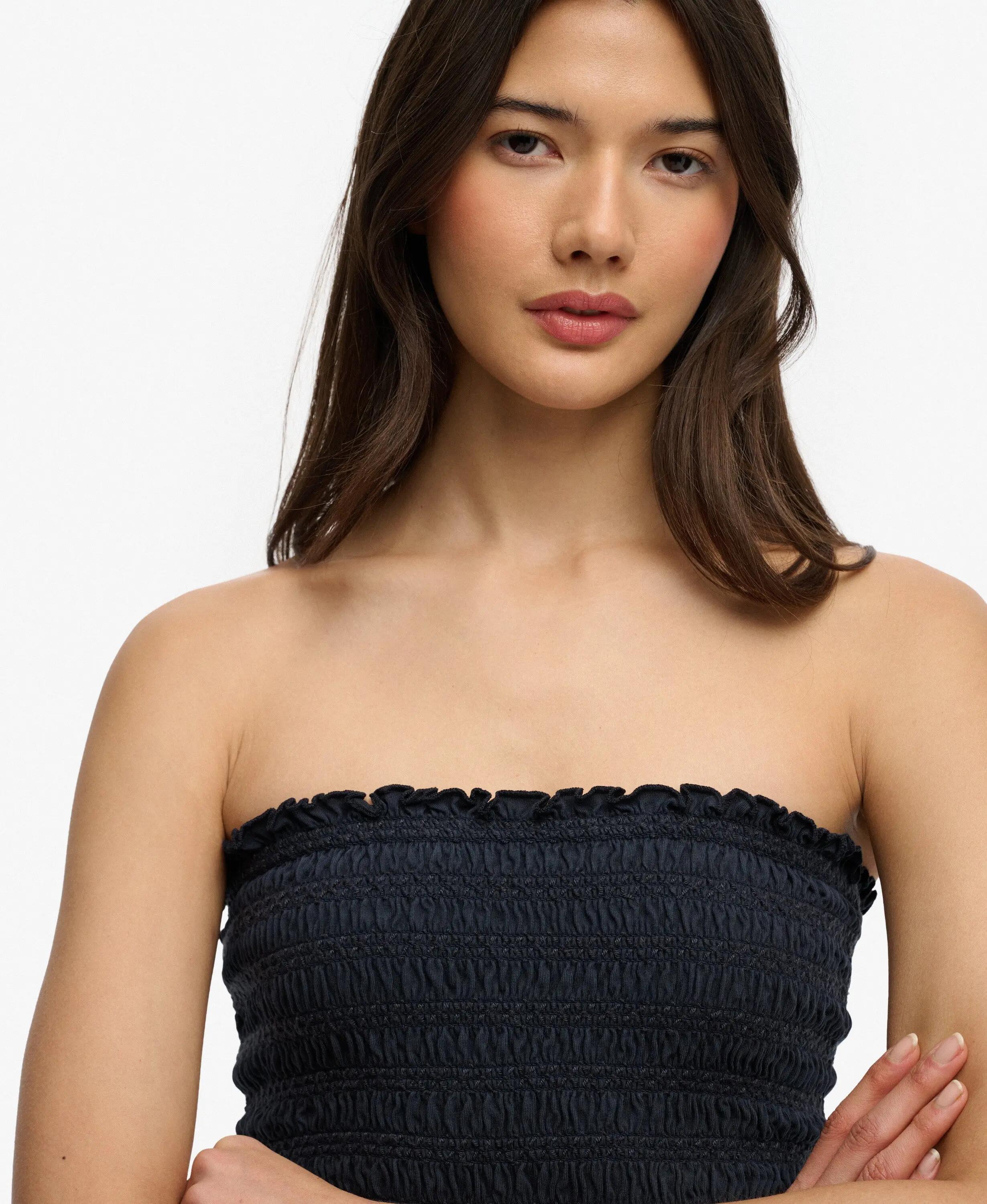 superdry Smocked Jersey Bandeau em algodão orgânico – corte slim 3/4