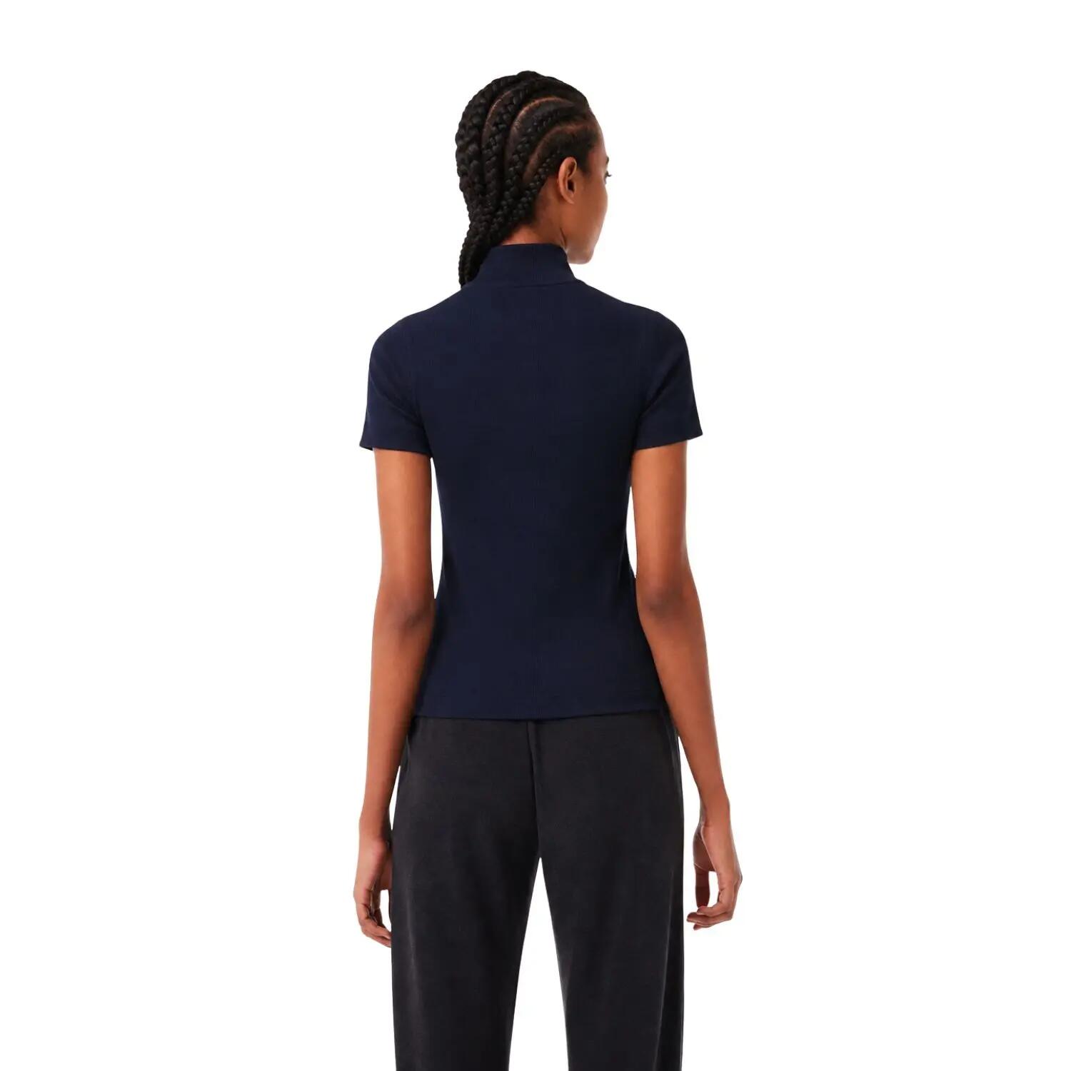 Koszulka damska Lacoste Contrast Bands Zip Neck Polo 2/5