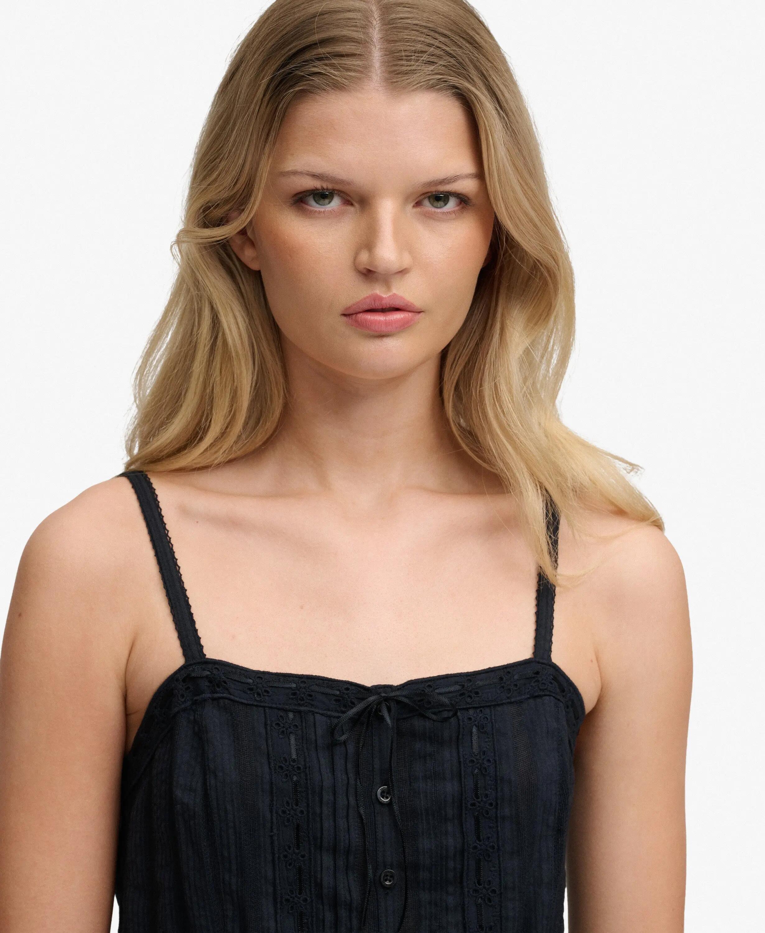 superdry Lace Cami Top top con pizzo slim fit – ECLIPSE NAVY 4/5