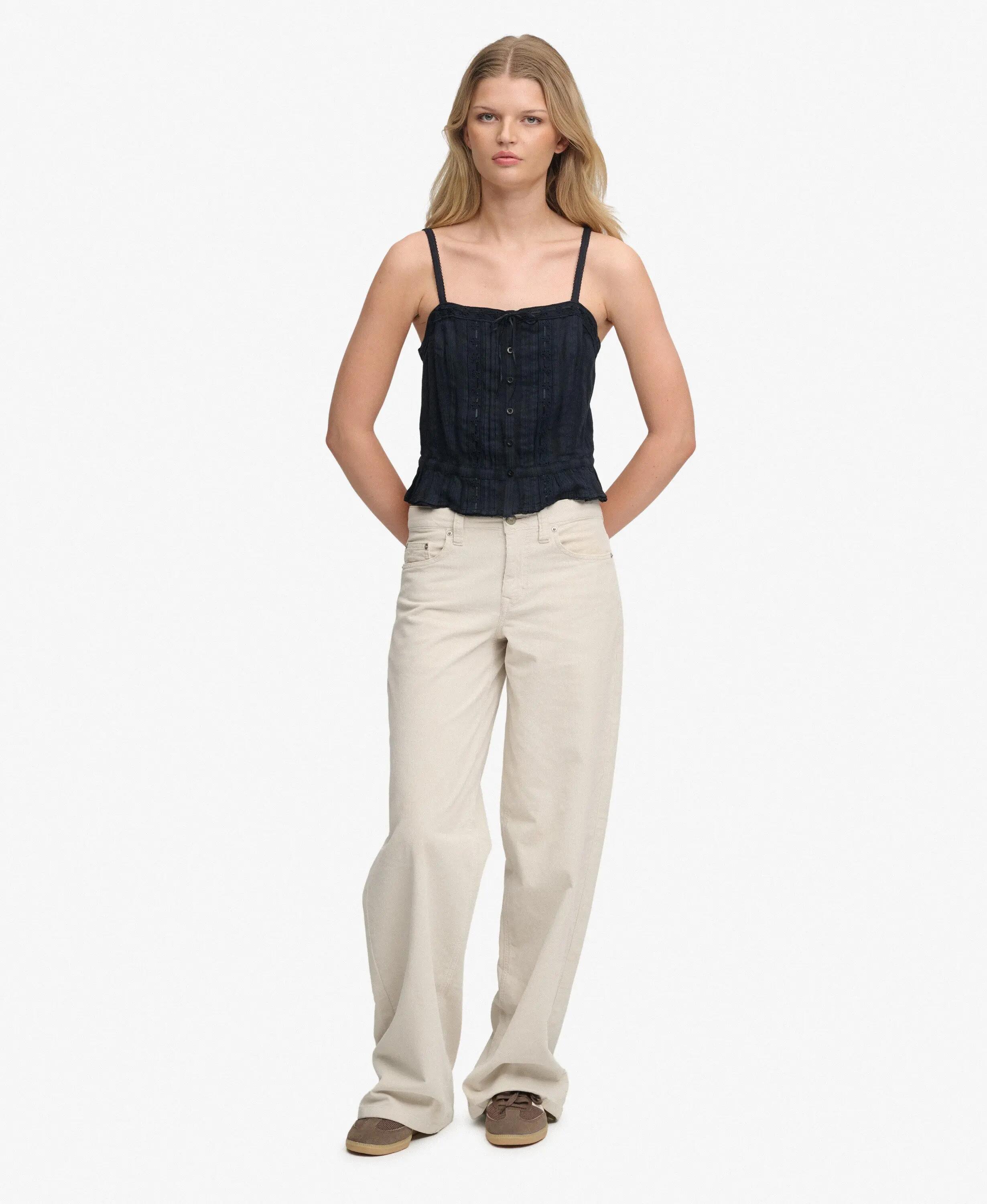 superdry Lace Cami Top top con pizzo slim fit – ECLIPSE NAVY 3/5