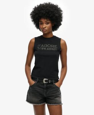 Superdry sport luxe aansluitende tanktop – vulcan black