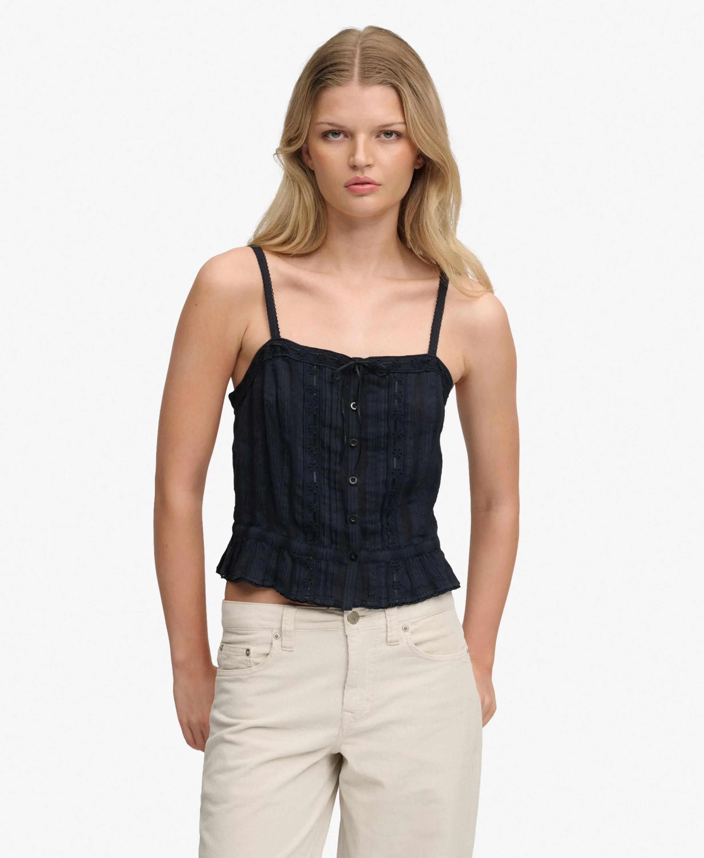 superdry Lace Cami Top top con pizzo slim fit – ECLIPSE NAVY 2/5