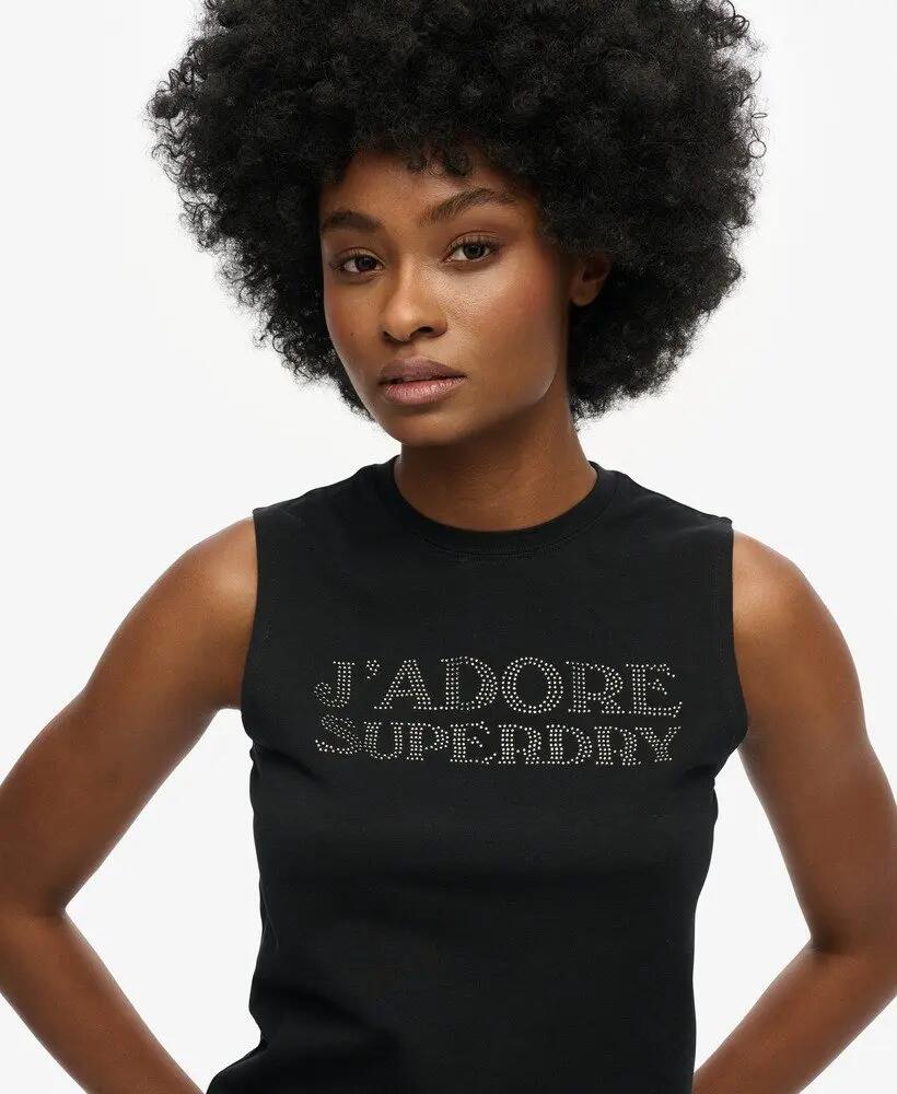 superdry Top Sport Luxe ajustado – Vulcan Black 3/4