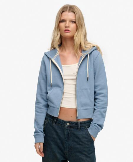 superdry Sweat à capuche zippé court Essential Logo en coton