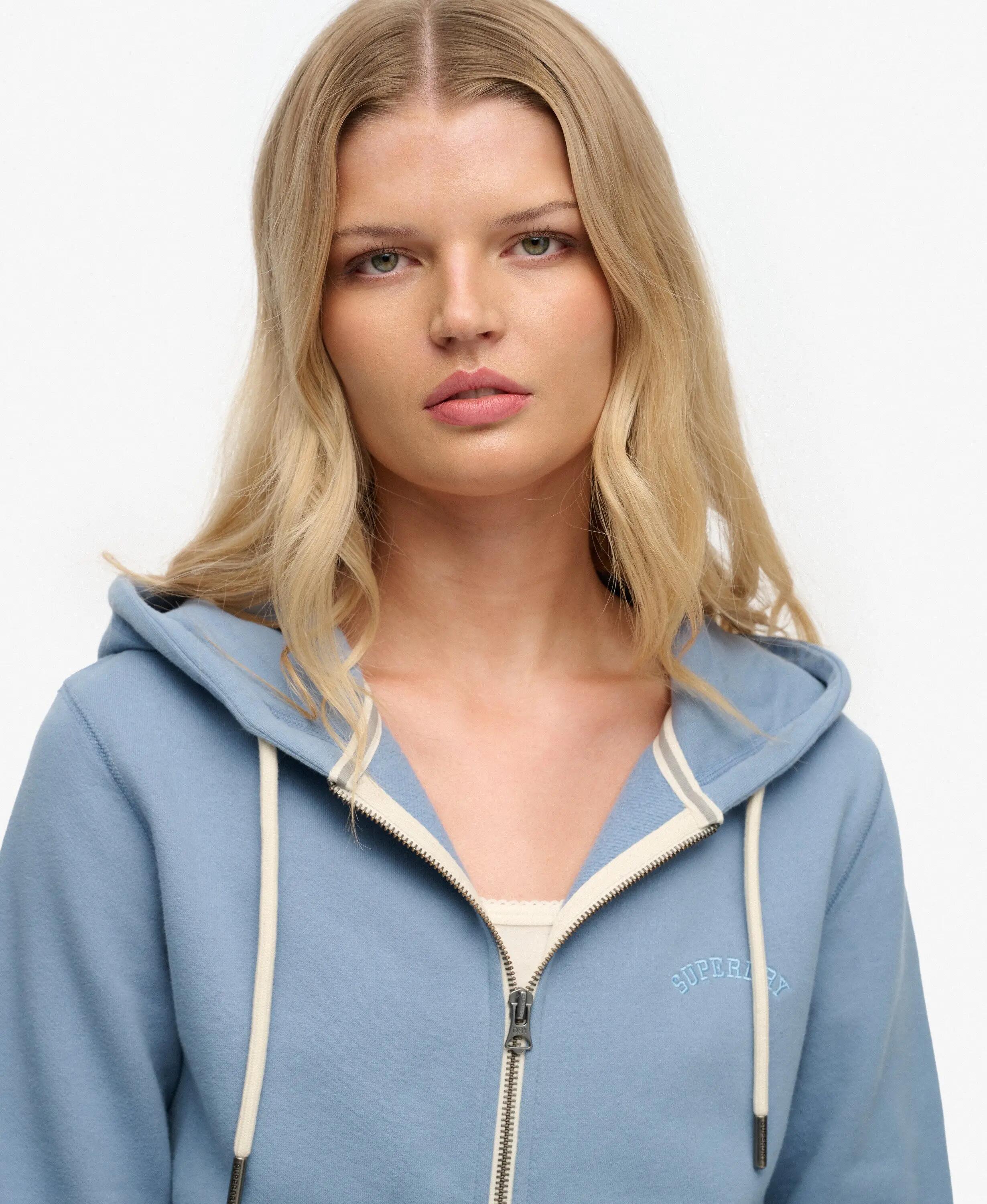 superdry Felpa corta con zip Essential Logo in 100% cotone 4/5