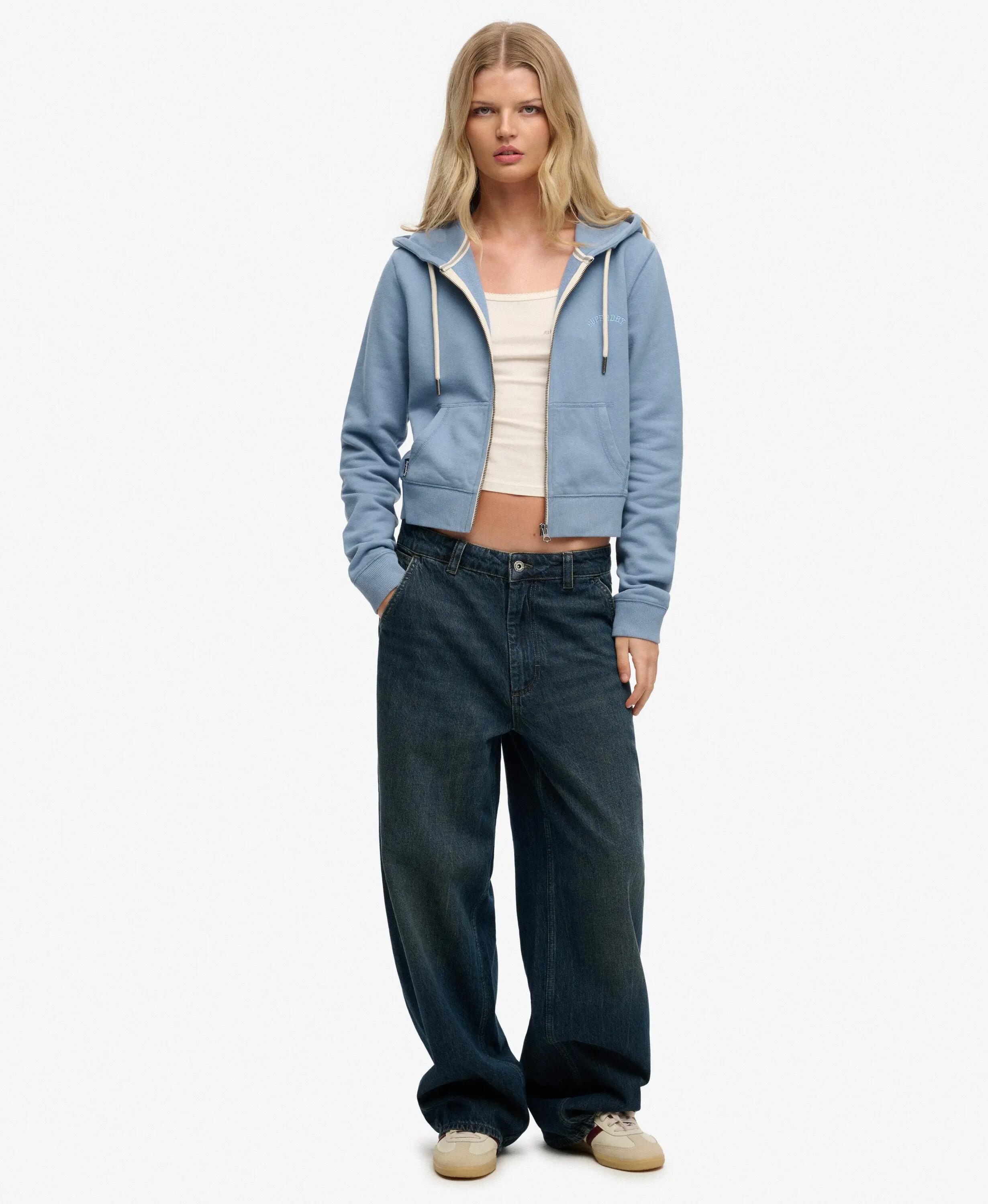 superdry Felpa corta con zip Essential Logo in 100% cotone 3/5