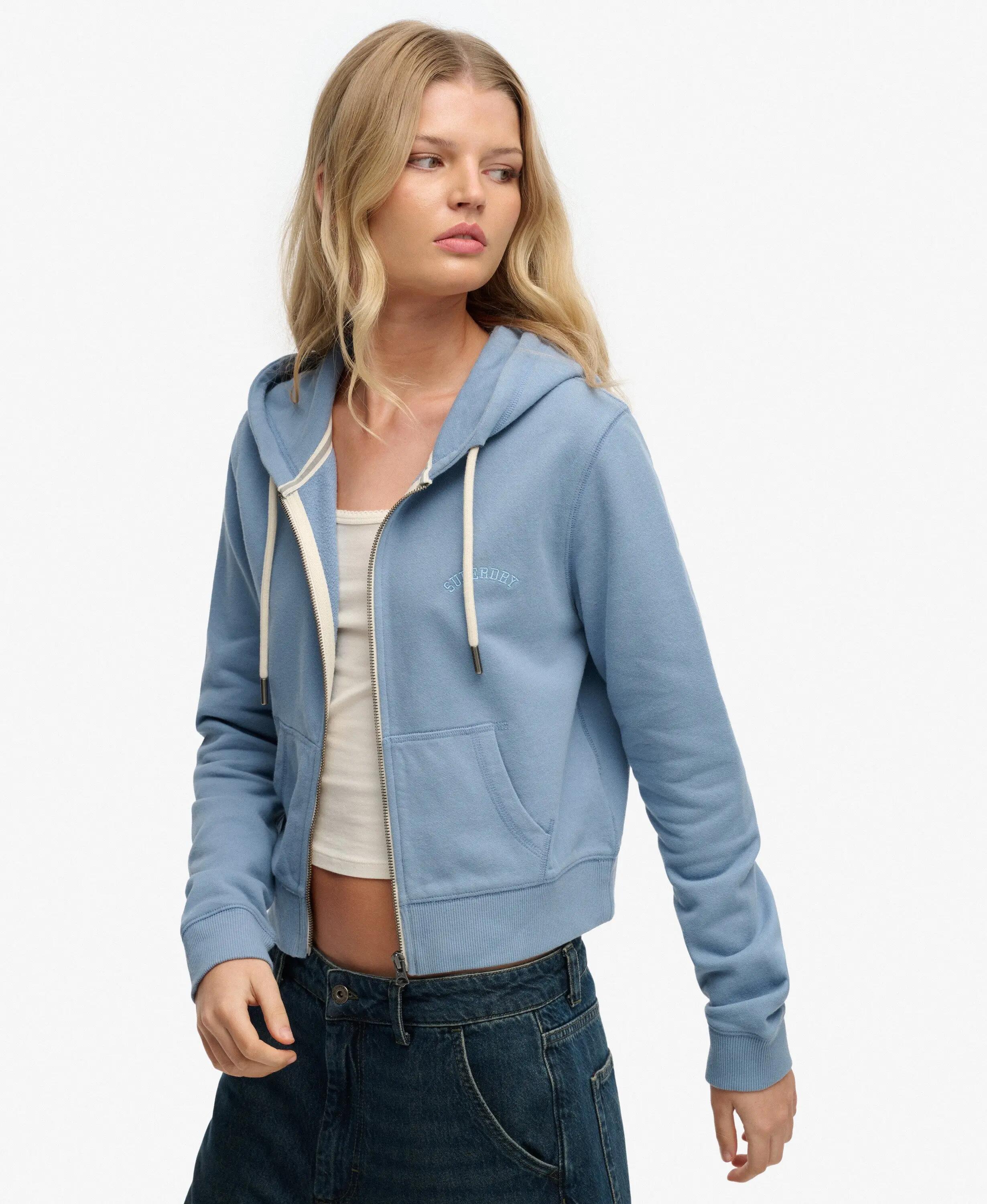 superdry Felpa corta con zip Essential Logo in 100% cotone 2/5