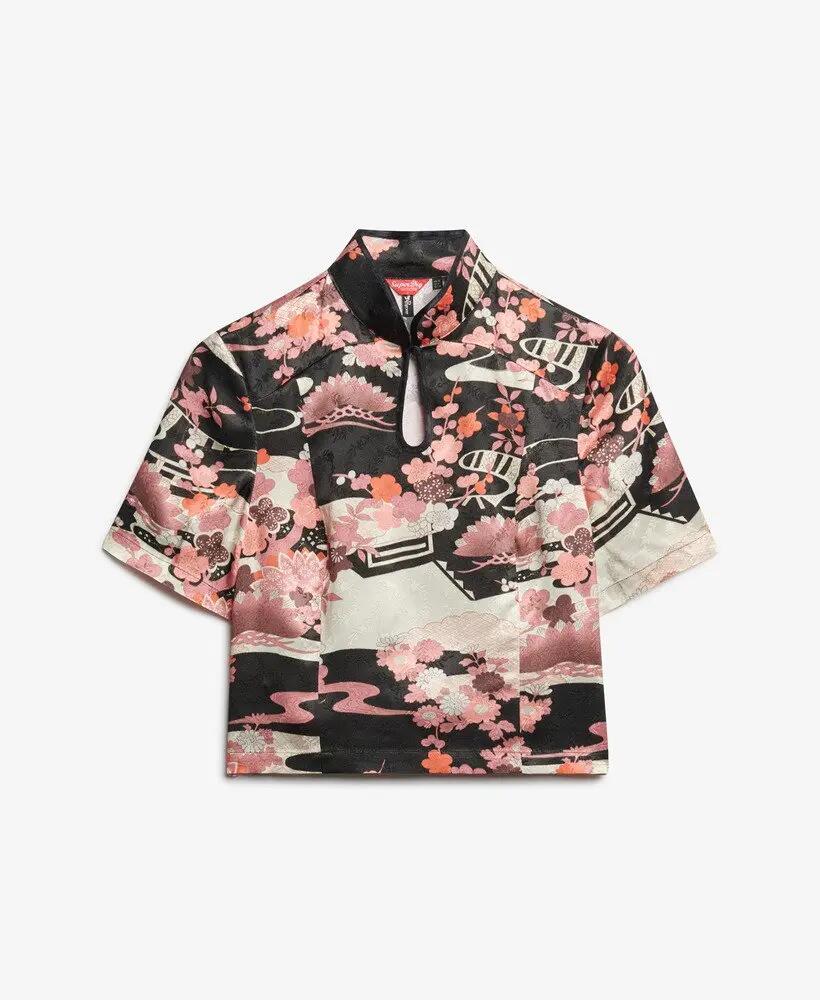 superdry Mandarin Jacquard Top van viscose 6/6