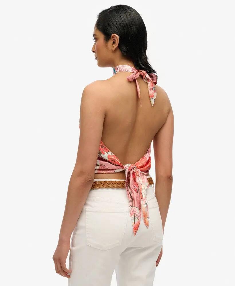 superdry Jacquard Halter Top in viscosa – Kam Coral 4/4