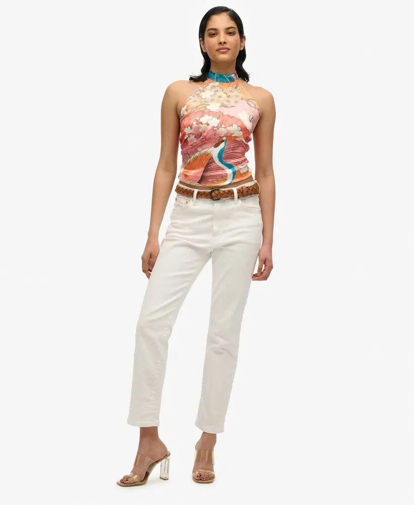 superdry Jacquard Halter Top in viscosa – Kam Coral 2/4