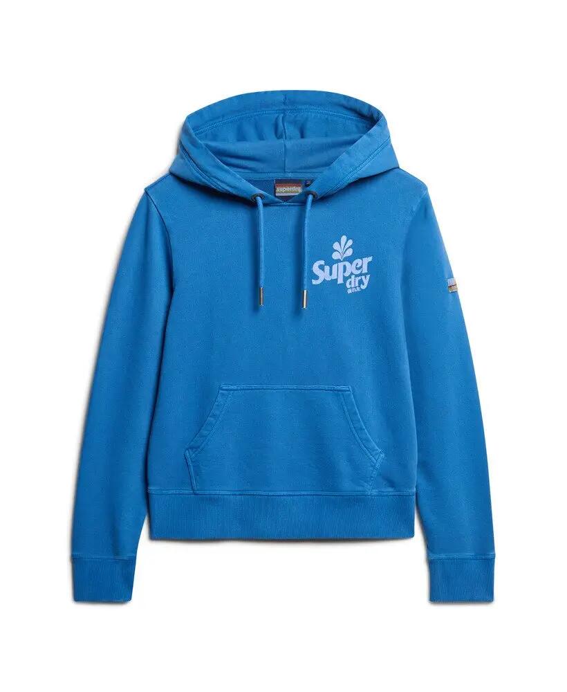 superdry Cooper Tonal Logo Hoodie Damen 100% Baumwolle Royal Mid Blue 7/7