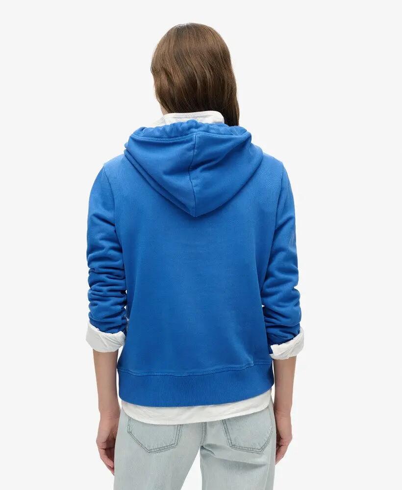 superdry Cooper Tonal Logo Hoodie Damen 100% Baumwolle Royal Mid Blue 4/7